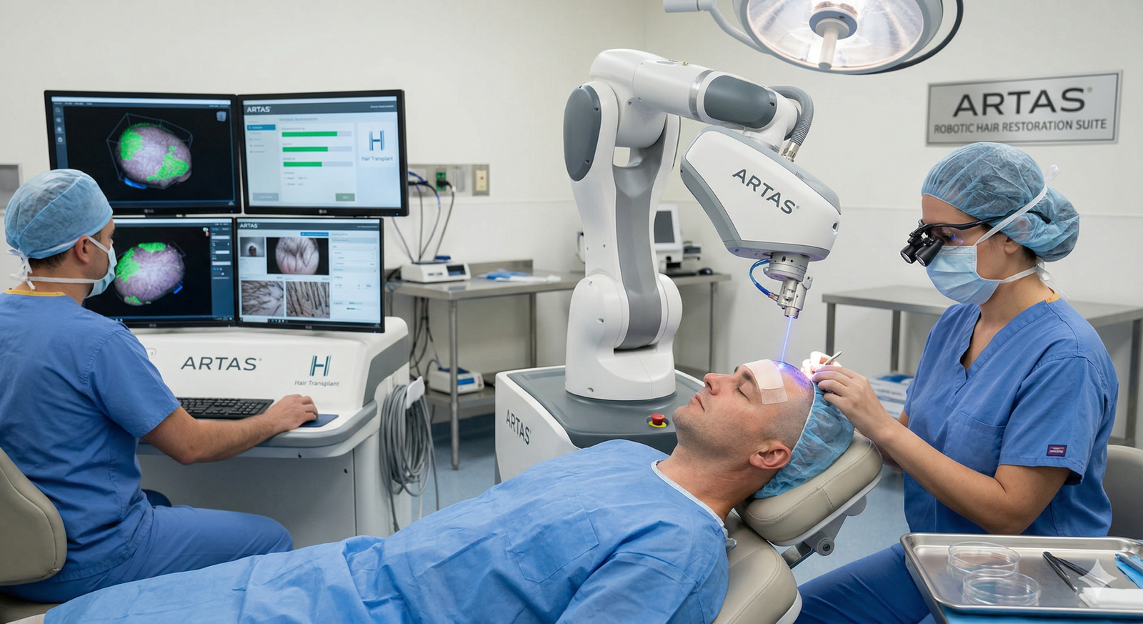 robotinė plaukų transplantacija Turkijoje ARTAS sistema procedūra